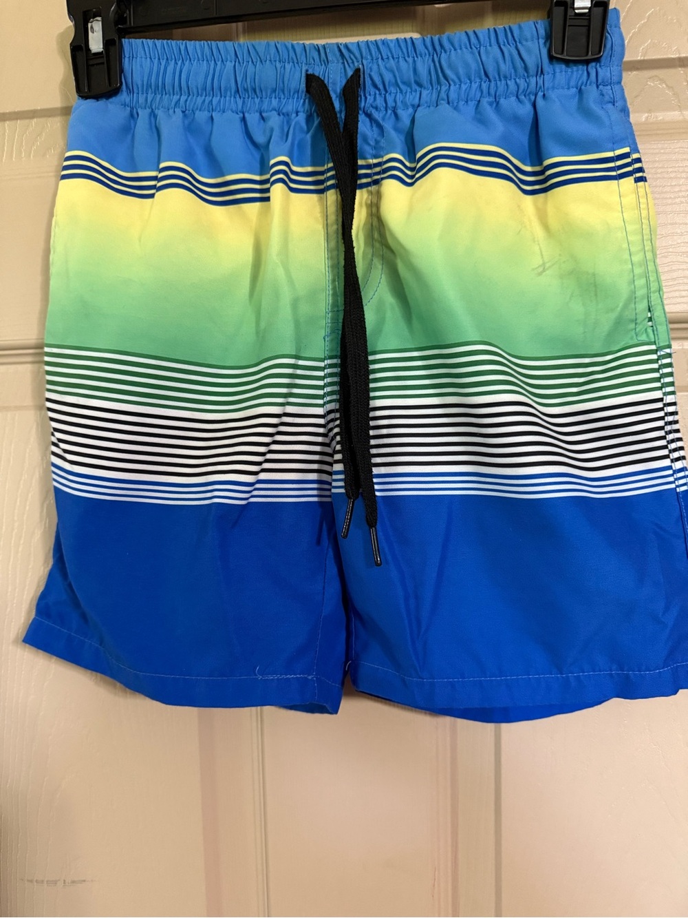 Bright Gradient Stripe Boys Swim Trunks